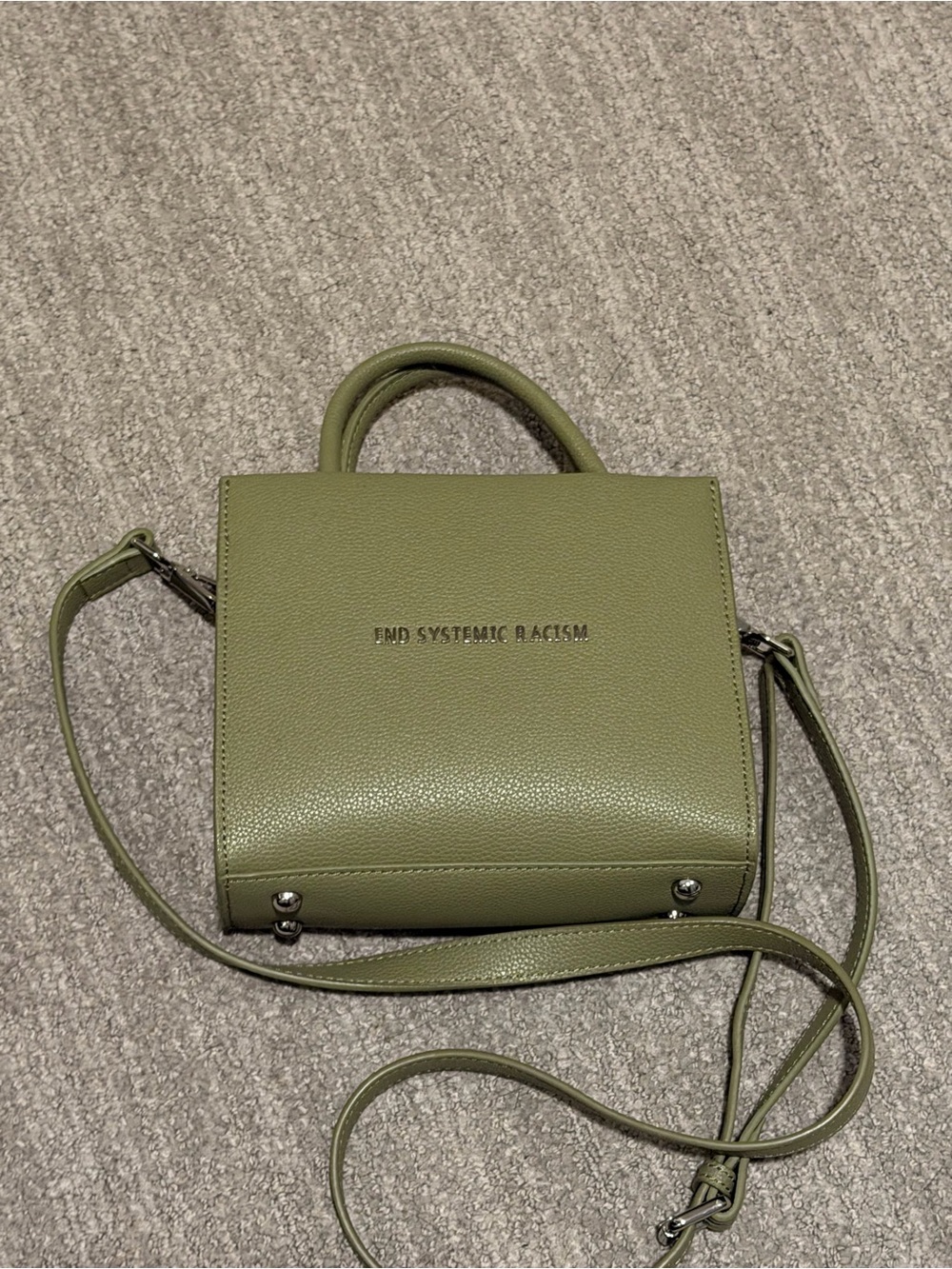 Brandon Blackwood Olive Green Statement Top-Handle Crossbody Bag